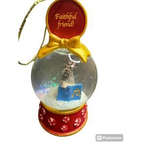Danbury Mint Christmas Mini Snow Globe Ornament Schnauzer Dog Faithful Friend